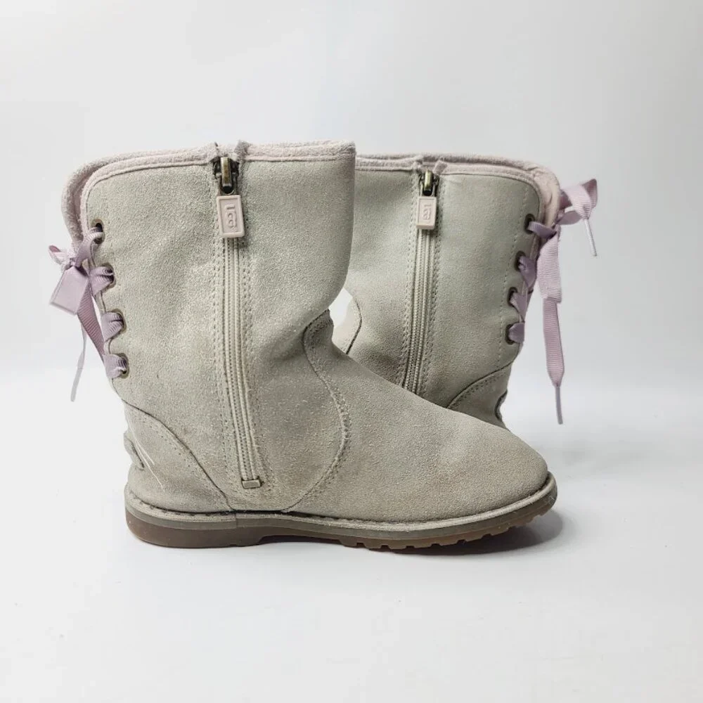 UGG Girl's Gray Corene 1019319T Suede‎ Pull On Winter Snow Boots Size 10